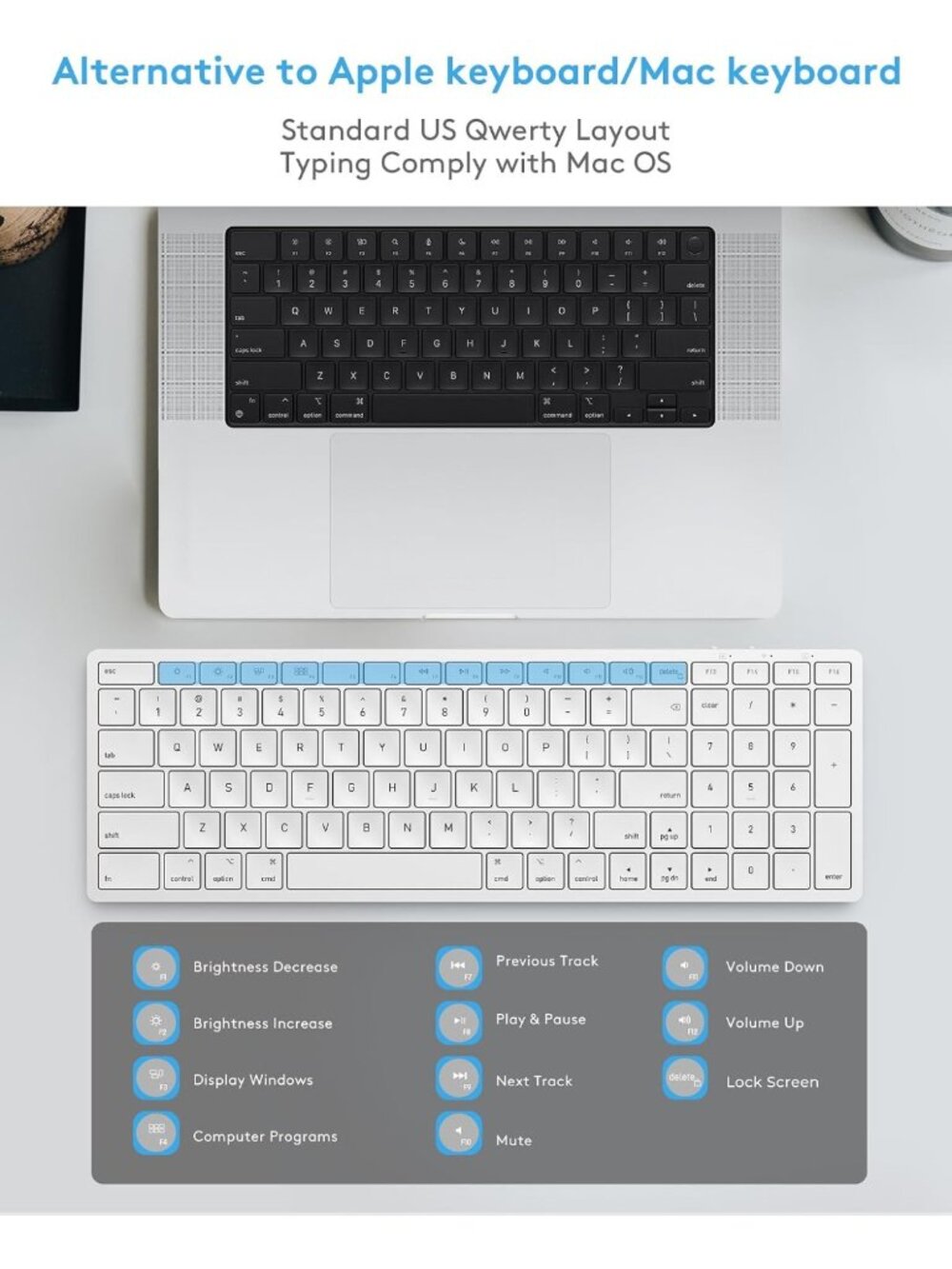 Compact Wireless Keyboard for macOS | Numeric Keypad | Sleek & Portable Design - Picture 3 of 8